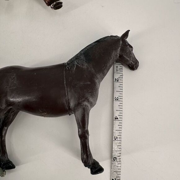 Vintage 1980s IMPERIAL Horse Dark Brown Cows Bull Figures Group of 6 Barn Animal - Picture 8 of 16